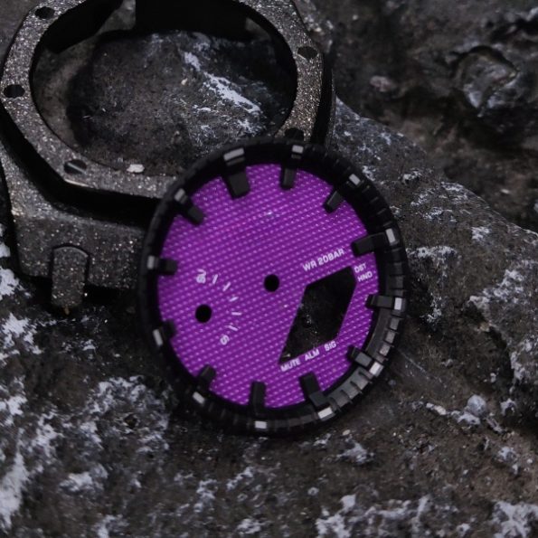 Ga2100 Dial Set Purple Embossed Dial Black With Grey Hour Marker