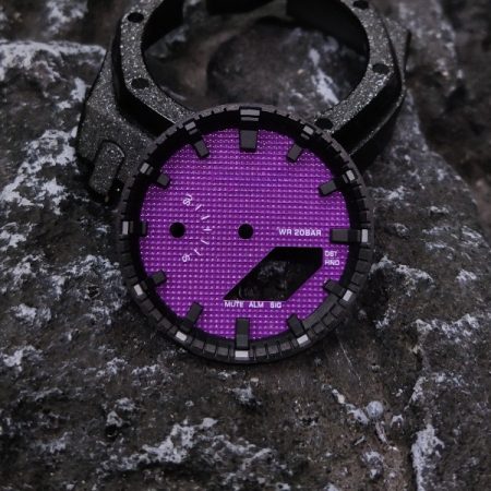 Ga2100 Dial Set Purple Embossed Dial Black With Grey Hour Marker