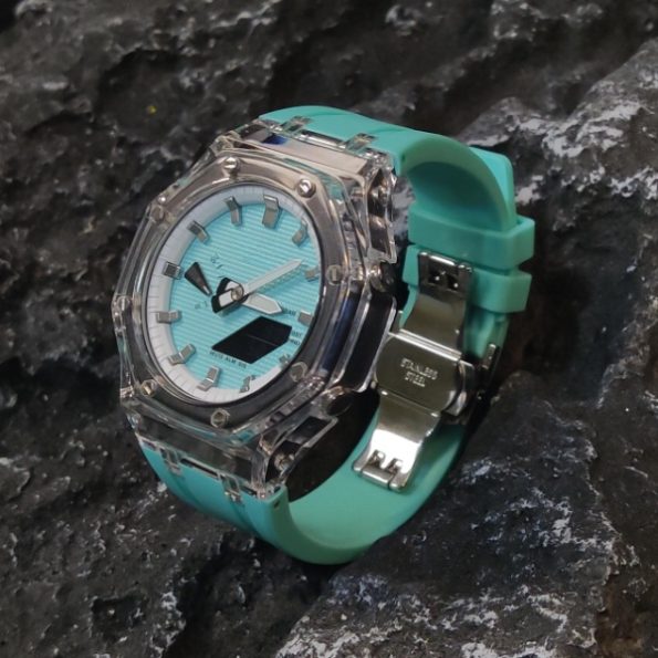 Ga2100 Embossed Tiffany Blue Dial Transparent Case Watch