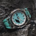 Ga2100 Embossed Tiffany Blue Dial Transparent Case Watch 