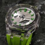 Ga2100 Green Silver Transparent Case Rubber Strap Watch