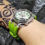 Ga2100 Green Silver Transparent Case Rubber Strap Watch