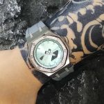 Ga2100 Mirror Light Green Dial Diamond Case Grey Rubber Strap