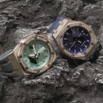 Ga2100 Mirror Light Green Dial Diamond Case Grey Rubber Strap