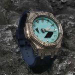 Ga2100 Navy Blue Rubber Strap Diamond Case Blue Dial Watch