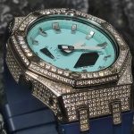 Ga2100 Navy Blue Rubber Strap Diamond Case Blue Dial Watch