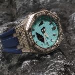 Ga2100 Navy Blue Rubber Strap Diamond Case Blue Dial Watch