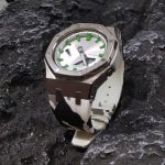 Ga2100 Polish Silver Case White Camo Rubber Strap Watch