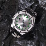 Ga2100 Polish Silver Case White Camo Rubber Strap Watch