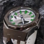 Ga2100 Polish Silver Case White Camo Rubber Strap Watch