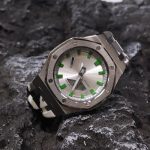 Ga2100 Polish Silver Case White Camo Rubber Strap Watch 