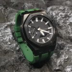 Ga2100 Polish Black Case Black Dial With White Scale Green Watch