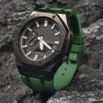 Ga2100 Polish Black Case Black Dial With White Scale Green Watch
