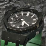 Ga2100 Polish Black Case Black Dial With White Scale Green Watch