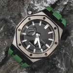Ga2100 Polish Black Case Black Dial With White Scale Green Watch