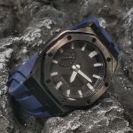 Ga2100 Polish Black Case Black Dial With White Scale Navy Blue Watch 