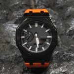 Ga2100 Polish Black Case Black Dial With White Scale Orange Watch