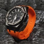 Ga2100 Polish Black Case Black Dial With White Scale Orange Watch