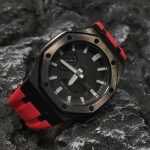 Ga2100 Polish Black Case Black Dial With White Scale Red Watch 