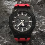 Ga2100 Polish Black Case Black Dial With White Scale Red Watch