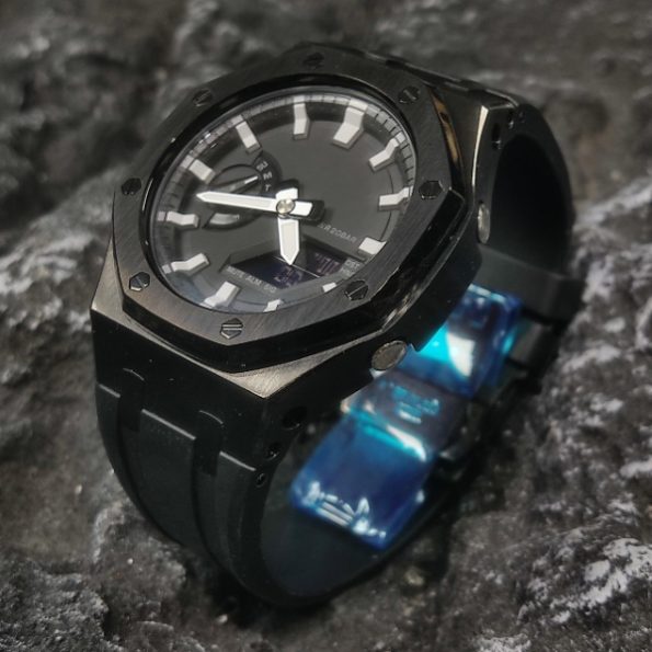 Ga2100 Polish Black Case Black Dial With White Scale Watch