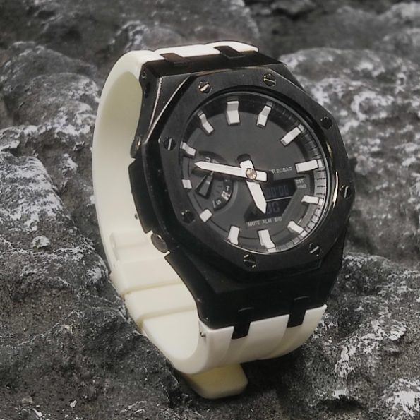 Ga2100 Polish Black Case Black Dial With White Scale White Watch
