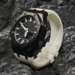 Ga2100 Polish Black Case Black Dial With White Scale White Watch
