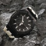 Ga2100 Polish Black Case Black Dial With White Scale White Watch 