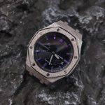 Ga2100 Purple Scale Silver Glitter Case Black Rubber Strap Watch