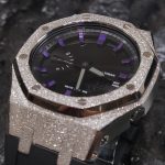 Ga2100 Purple Scale Silver Glitter Case Black Rubber Strap Watch