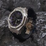 Ga2100 Purple Scale Silver Glitter Case Black Rubber Strap Watch