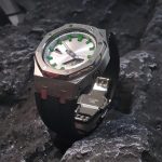 Ga2100 Silver Case Dial With Green Scale Black Rubber Strap