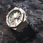 Ga2100 Silver Case Dial With Green Scale Black Rubber Strap