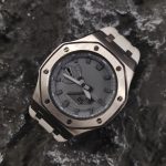 Ga2100 Silver Case Grey Dial White Rubber Strap Watch