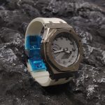 Ga2100 Silver Case Grey Dial White Rubber Strap Watch