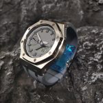 Ga2100 Silver Case Grey Watch Rubber Strap Band