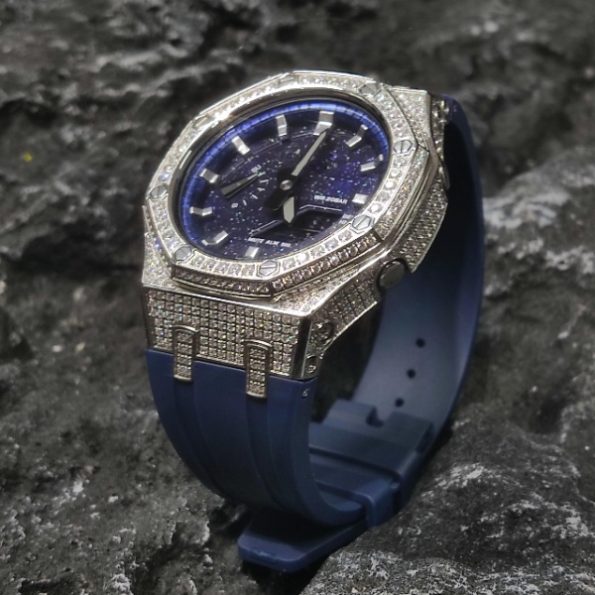 Ga2100 Silver Diamond Blue Galaxy Watch