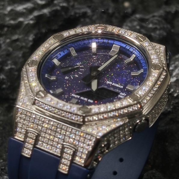 Ga2100 Silver Diamond Blue Galaxy Watch