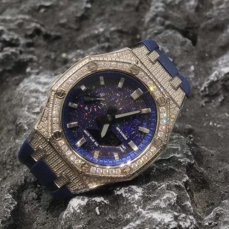 Ga2100 Silver Diamond Blue Galaxy Watch
