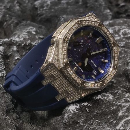 Ga2100 Silver Diamond Blue Galaxy Watch 
