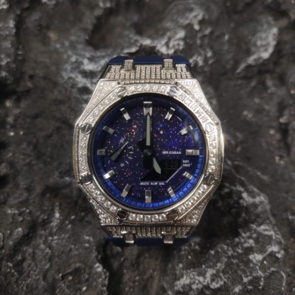 Ga2100 Silver Diamond Blue Galaxy Watch