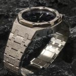 Ga2100 Silver Sparkle Bezel Black With Purple Scale Dial Watch