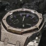 Ga2100 Silver Sparkle Bezel Black With Purple Scale Dial Watch