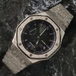 Ga2100 Silver Sparkle Bezel Black With Purple Scale Dial Watch