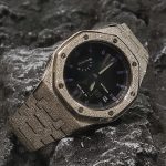 Ga2100 Silver Sparkle Bezel Black With Purple Scale Dial Watch