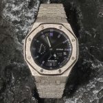 Ga2100 Silver Sparkle Bezel Black With Purple Scale Dial Watch
