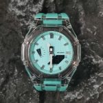 Ga2100 Silver Scale Transparent Case Tiffany Blue Watch