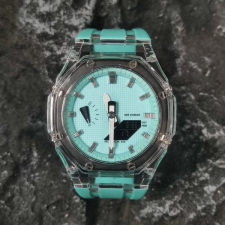 Ga2100 Silver Scale Transparent Case Tiffany Blue Watch