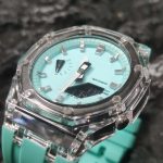 Ga2100 Silver Scale Transparent Case Tiffany Blue Watch