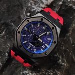 Ga2100 Starry Sky Dial Silver Scale Rubber Band Watch